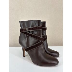 COLE HAAN Booties Womens 9.5 B Brown Leather Air Talia Belt Boho Stiletto Boots